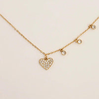 HEART AND 3 DOTT NECKLACE GOLD - Lynott Jewellery