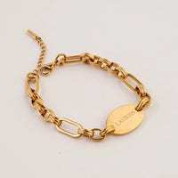 ENGRAVABLE CHUNKY LINK OVAL PENDANT BRACELET - Lynott Jewellery