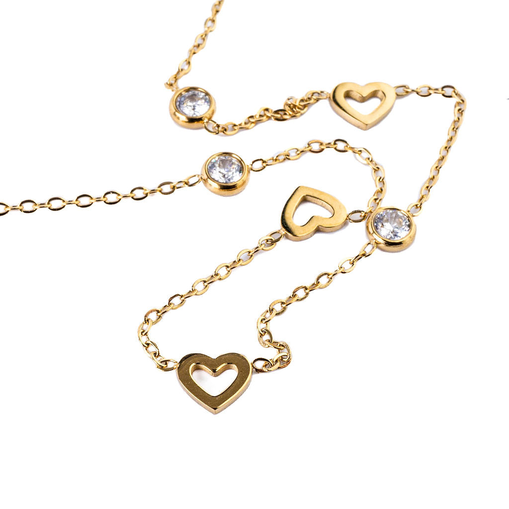 HEART N DOT TRIO NECKLACE