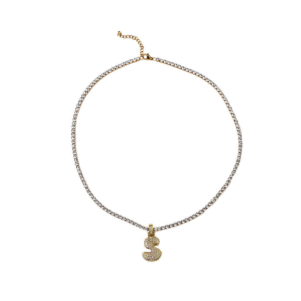 BUBBLE INITIAL TENNIS NECKLACE