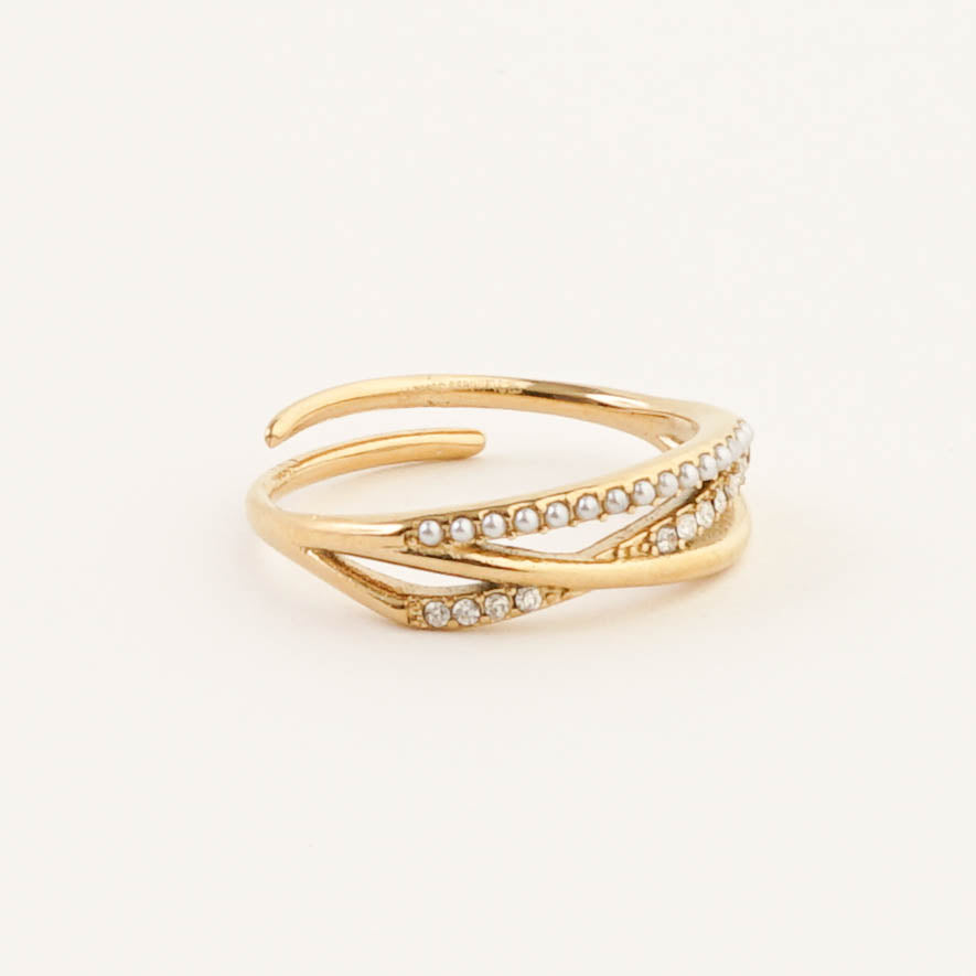 PEARL CRISS CROSS RING