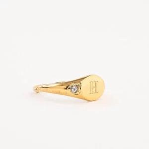 OVAL ADJUSTABLE ENGRAVABLE RING GOLD - Lynott Jewellery