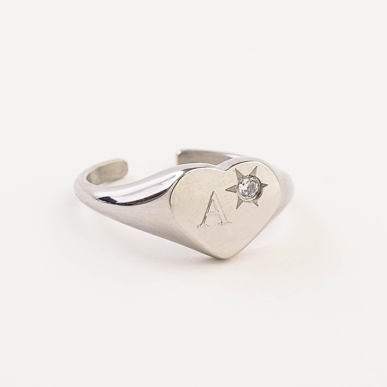 HEART ADJUSTABLE ENGRAVABLE RING - Lynott Jewellery