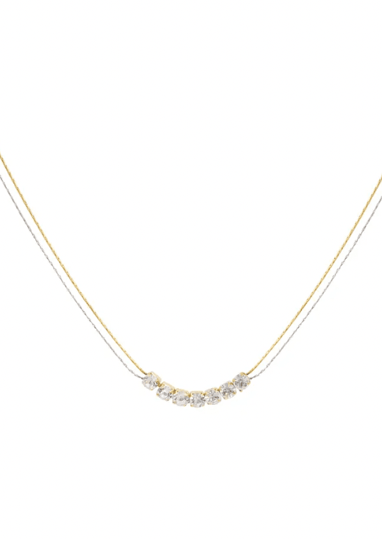 DOUBLE LAYER CLEAR MIDDLE CHARM NECKLACE - Lynott Jewellery