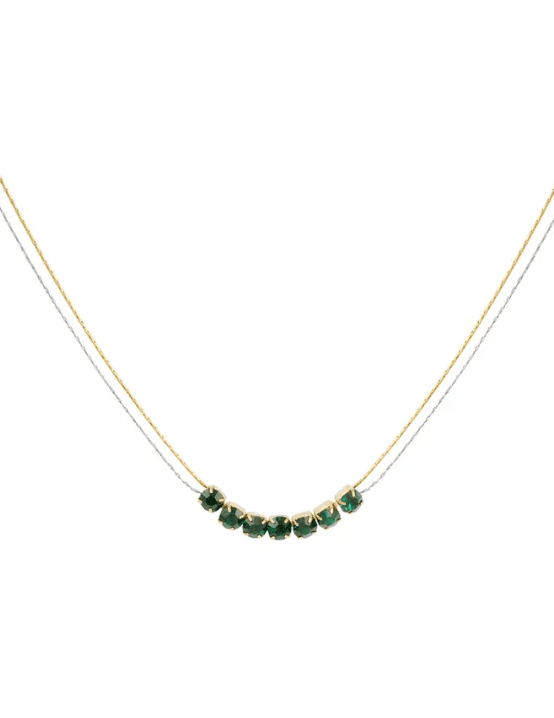 DOUBLE LAYER EMERALD MIDDLE CHARM NECKLACE - Lynott Jewellery