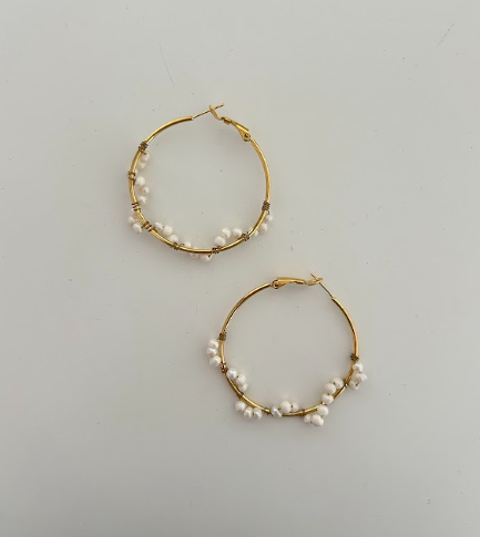 Pearl Dot Hoops- The Vault