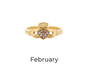 HEART CROWN CLADDAGH BIRTHSTONE ADJUSTABLE RING