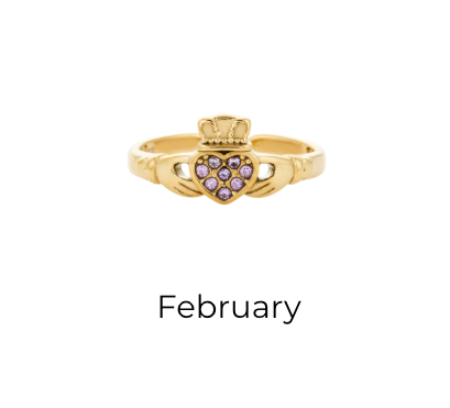 HEART CROWN CLADDAGH BIRTHSTONE ADJUSTABLE RING