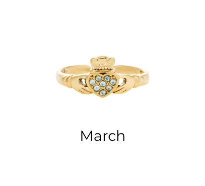HEART CROWN CLADDAGH BIRTHSTONE ADJUSTABLE RING
