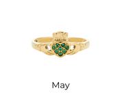 HEART CROWN CLADDAGH BIRTHSTONE ADJUSTABLE RING
