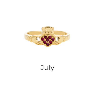 HEART CROWN CLADDAGH BIRTHSTONE ADJUSTABLE RING