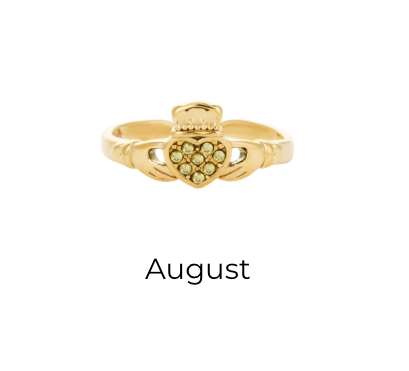 HEART CROWN CLADDAGH BIRTHSTONE ADJUSTABLE RING