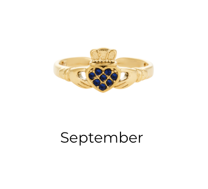 HEART CROWN CLADDAGH BIRTHSTONE ADJUSTABLE RING