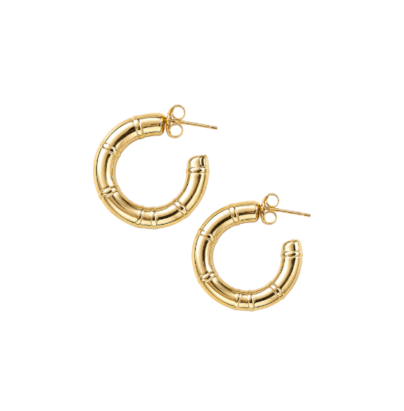 LUCIE GOLD RIBBED HOOPS