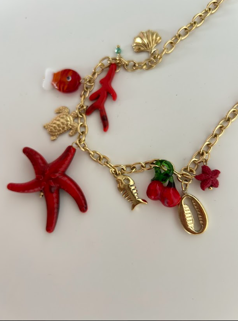 RED WAVE CHARM NECKLACE - The Vault