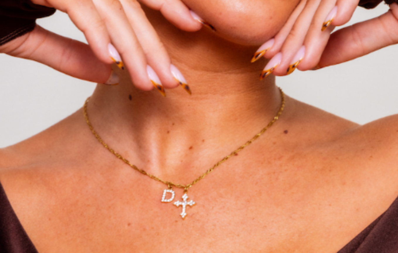 Cross Initial Necklace Gift Set (Cross Initial Necklace + Linear Luxe Bracelet + Gift Box)