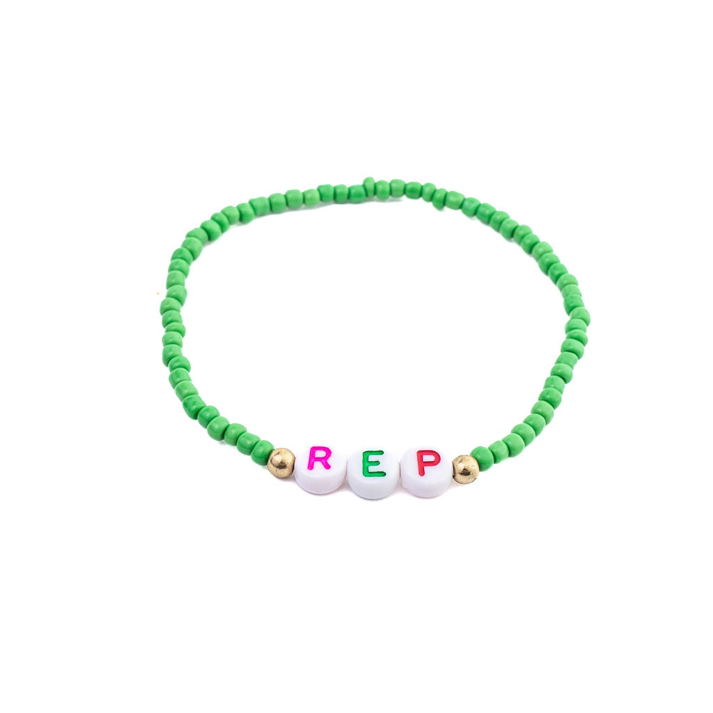 GREEN REP BEADED BRACELET