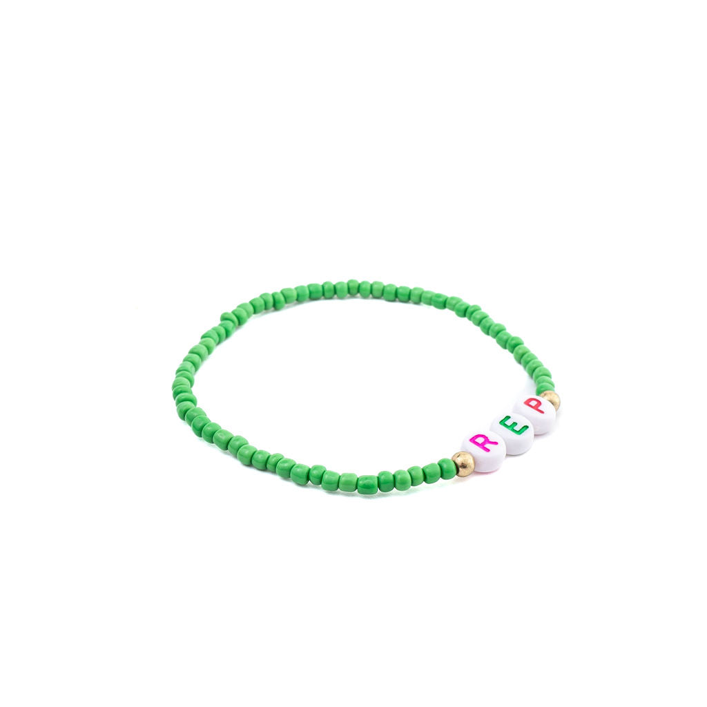 GREEN REP BEADED BRACELET