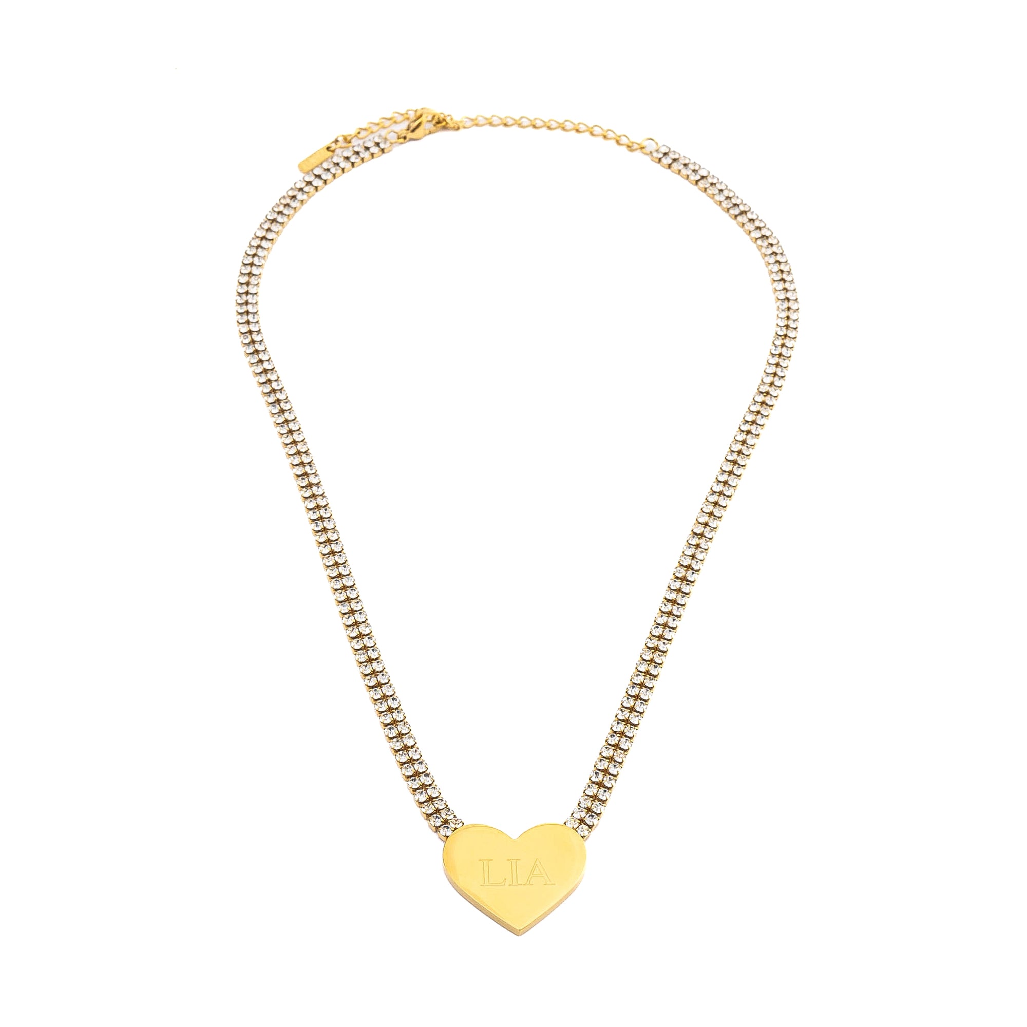 DOUBLE TENNIS HEART ENGRAVABLE NECKLACE