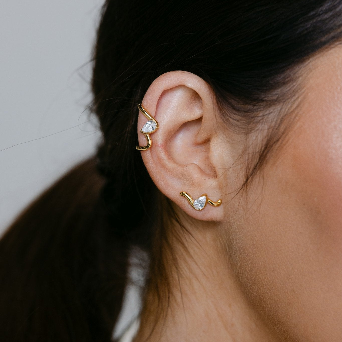 RACHEL GORRY PAULA STUDS AND EAR CUFF BUNDLE best gold plated tarnish and water resistant piece by Irish Jewellery brand - Lynott Jewellery