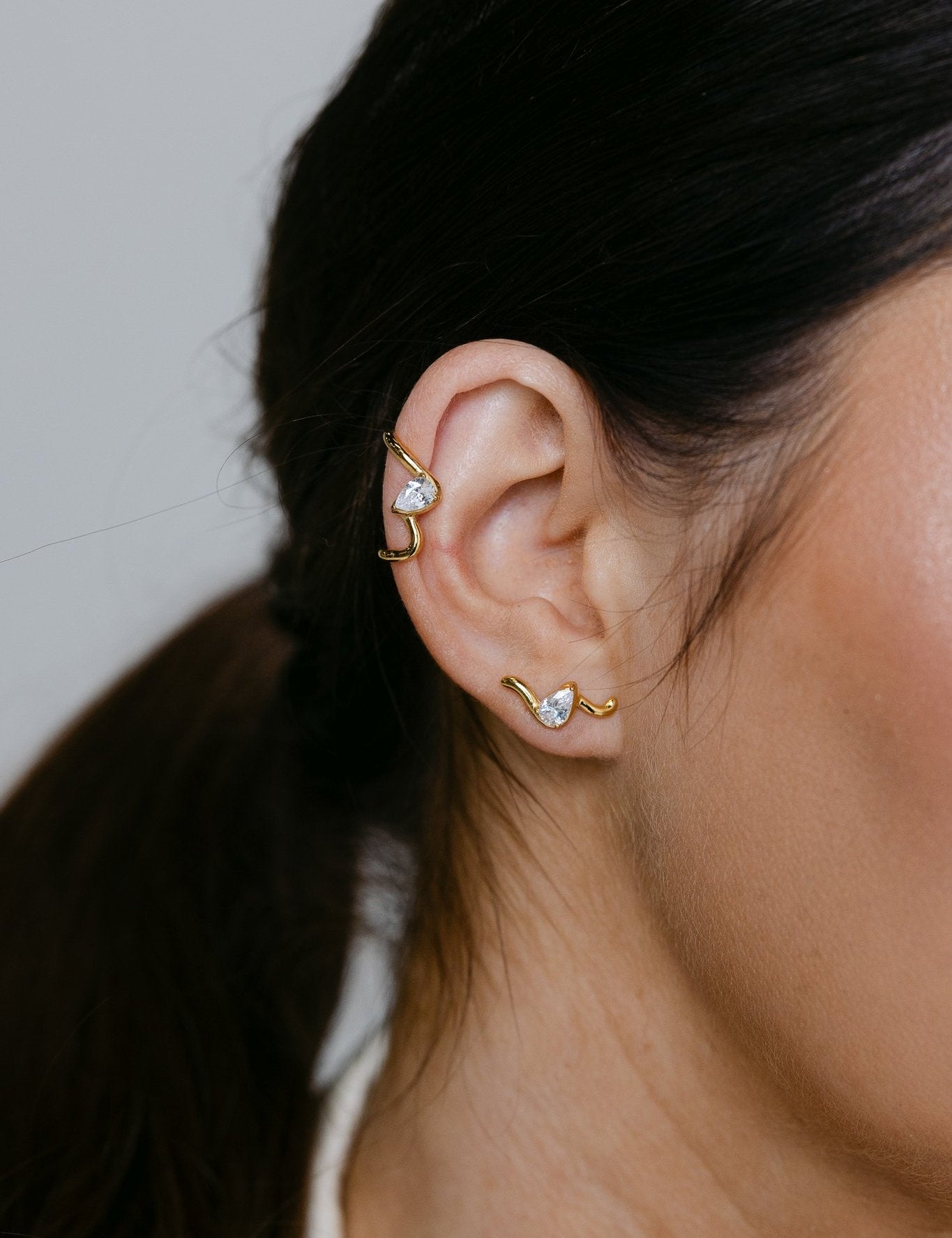 RACHEL GORRY PAULA STUDS AND EAR CUFF BUNDLE best gold plated tarnish and water resistant piece by Irish Jewellery brand - Lynott Jewellery