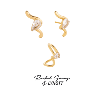 RACHEL GORRY PAULA STUDS AND EAR CUFF BUNDLE best gold plated tarnish and water resistant piece by Irish Jewellery brand - Lynott Jewellery