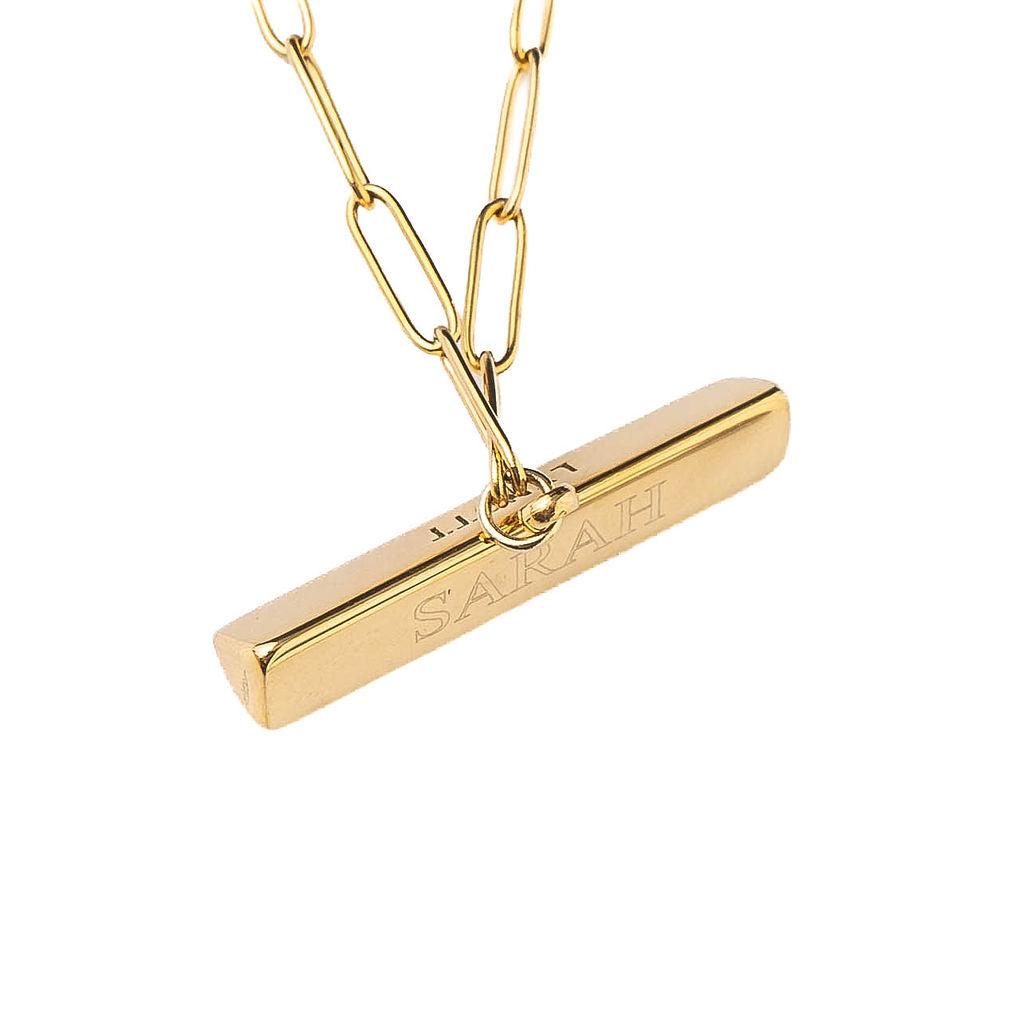 ENGRAVABLE T BAR NECKLACE