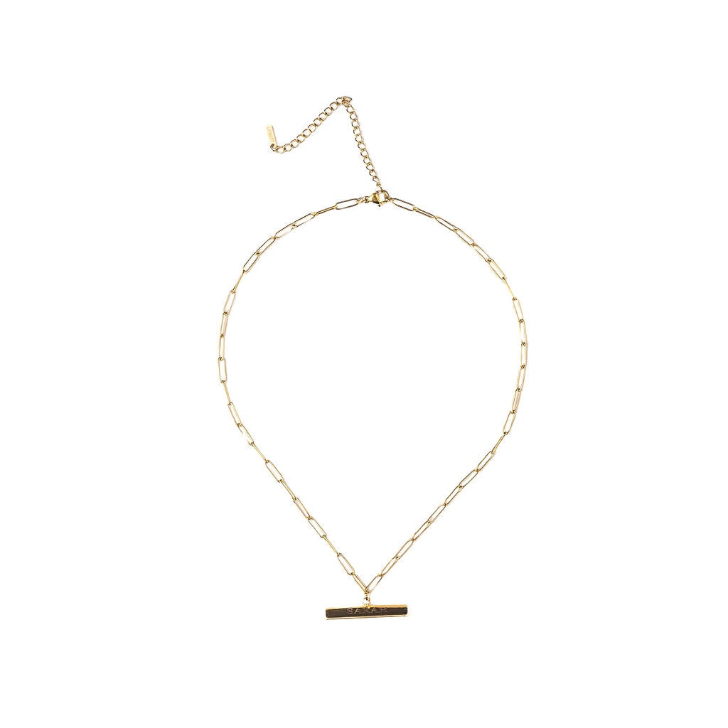 ENGRAVABLE T BAR NECKLACE