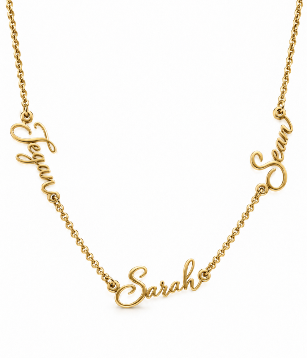 Personalised Cursive Triple Name Necklace