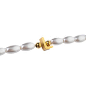 Pearl Cross Gift Set (Cross Earrings + Initial Bracelet + Cutie Bracelet + Gift Box) best gold plated tarnish and water resistant piece by Irish Jewellery brand - Lynott Jewellery