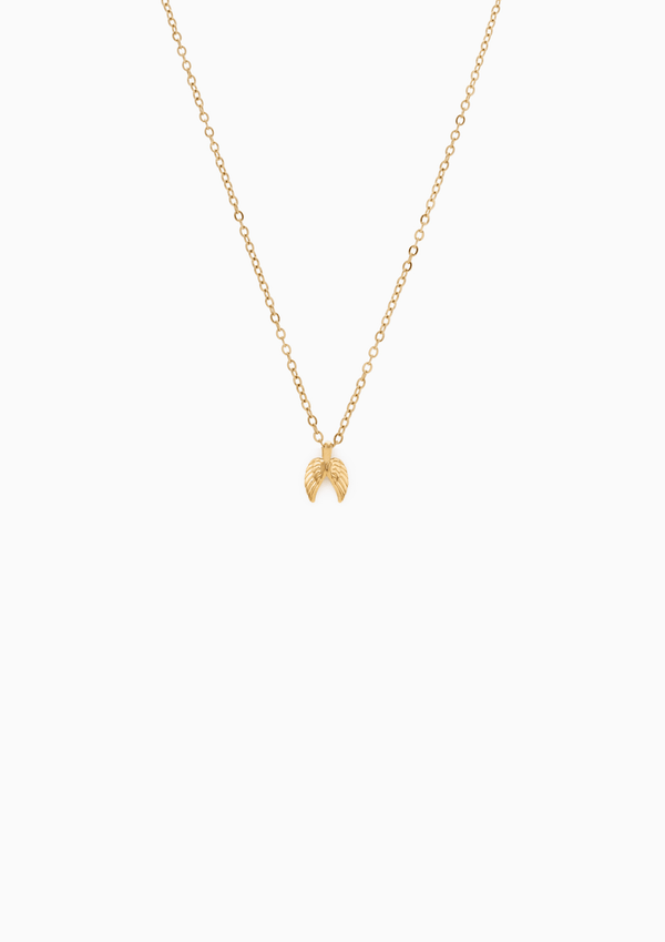 RACHEL GORRY - ANGEL WING NECKLACE best gold plated tarnish and water resistant piece by Irish Jewellery brand - Lynott Jewellery