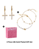 Pearl Cross Gift Set (Cross Earrings + Initial Bracelet + Cutie Bracelet + Gift Box)
