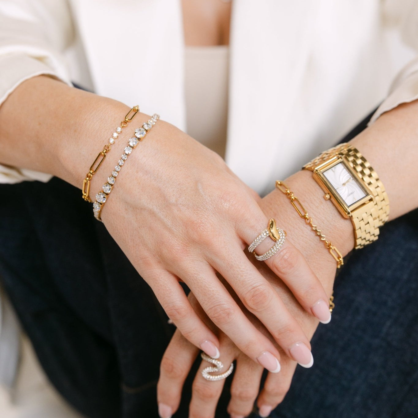 RACHEL GORRY - LEXI TENNIS BRACELET best gold plated tarnish and water resistant piece by Irish Jewellery brand - Lynott Jewellery