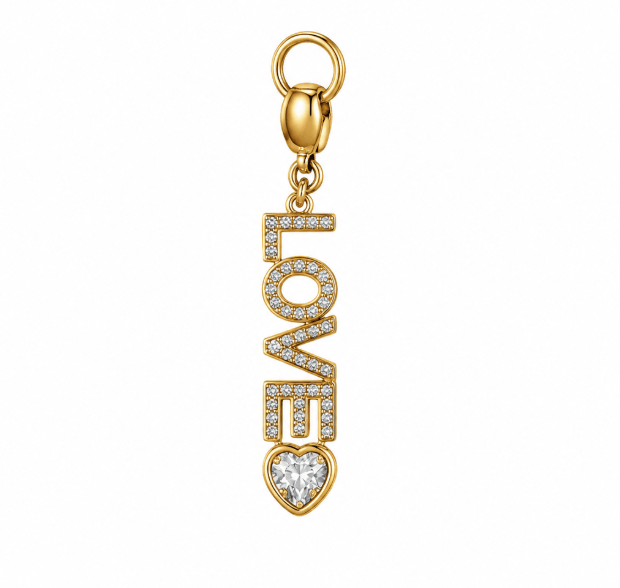 LOVE CHARM best gold plated tarnish and water resistant piece by Irish Jewellery brand - Lynott Jewellery