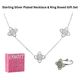 White Clover Necklace & Adjustable Ring Boxed Gift Set (Silver)