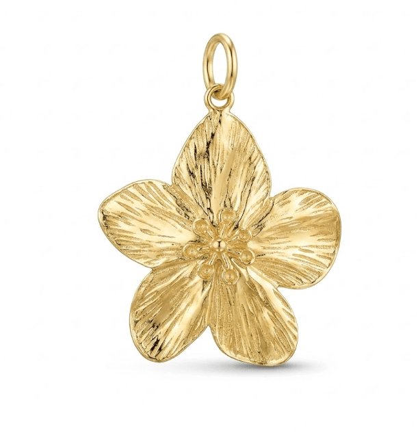 LARGE FLOWER CHARM best gold plated tarnish and water resistant piece by Irish Jewellery brand - Lynott Jewellery