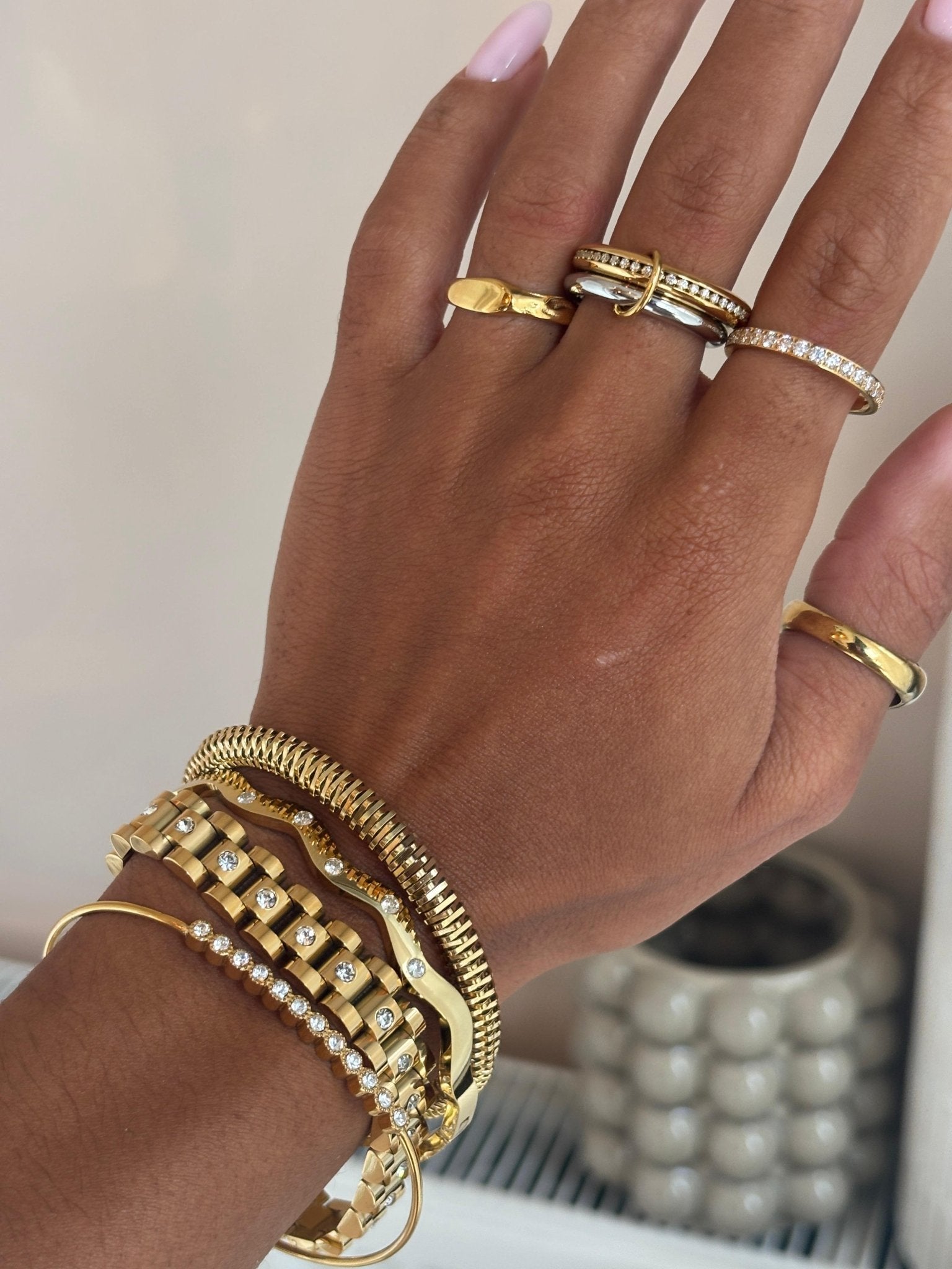 Soft Luxe Ring Set best gold plated tarnish and water resistant piece by Irish Jewellery brand - Lynott Jewellery