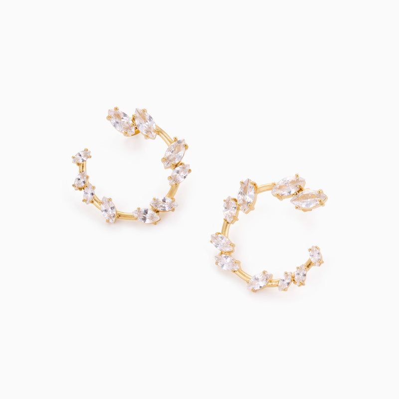 RACHEL GORRY - AIMEE MARQUISE HOOP STUD best gold plated tarnish and water resistant piece by Irish Jewellery brand - Lynott Jewellery