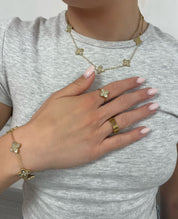 White Clover Necklace & Adjustable Ring Boxed Gift Set (Silver) best gold plated tarnish and water resistant piece by Irish Jewellery brand - Lynott Jewellery