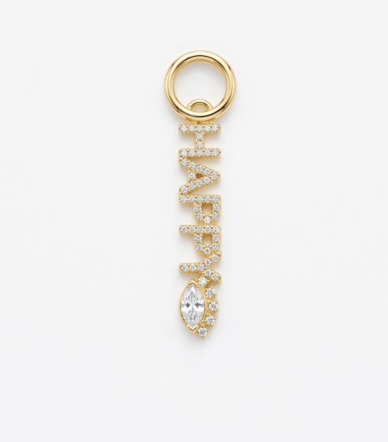 HAPPY CHARM best gold plated tarnish and water resistant piece by Irish Jewellery brand - Lynott Jewellery
