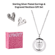 Heart Earrings & Engravable Necklace Boxed Gift Set (Silver)