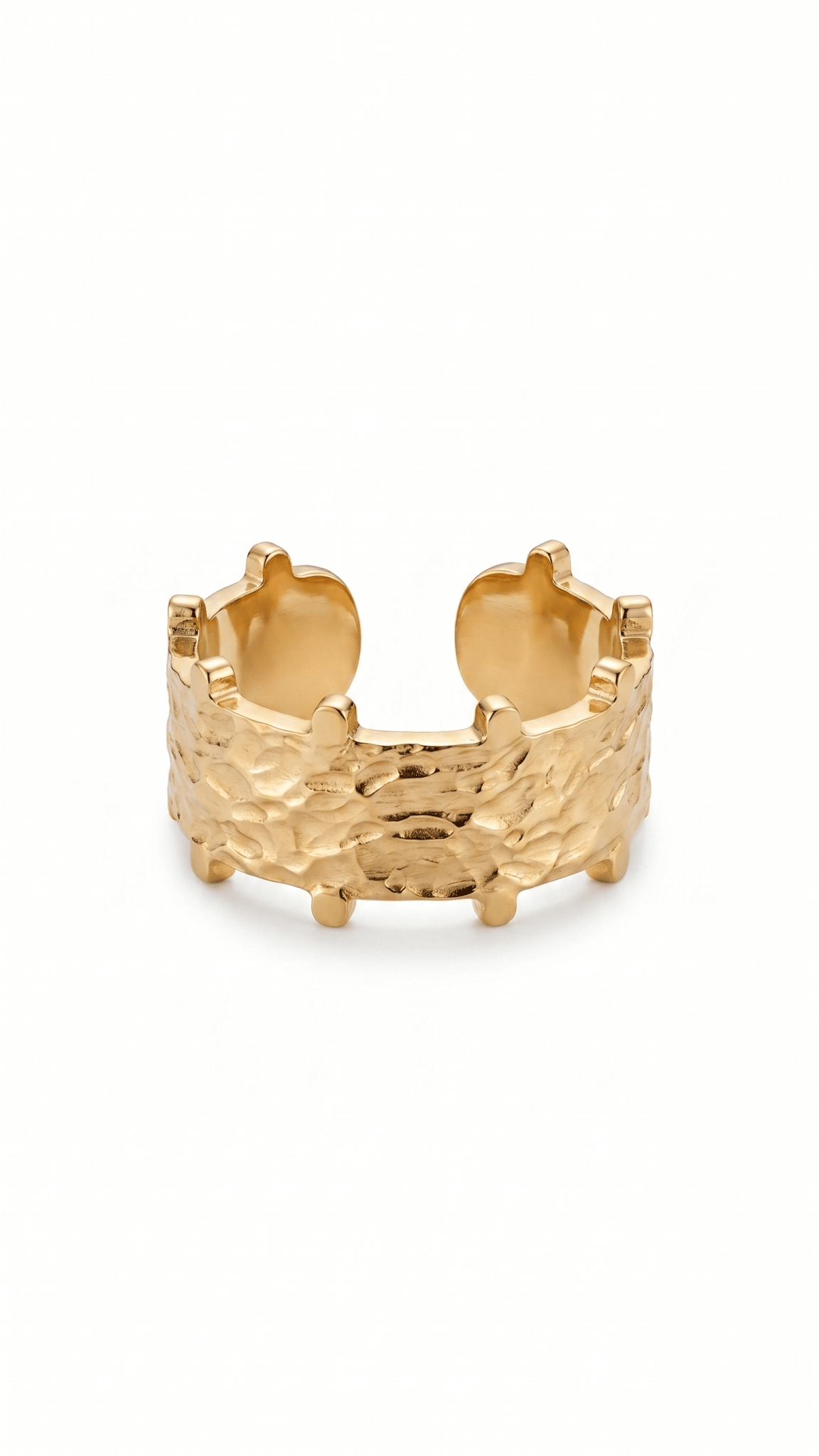 HAMMERED CUFF RING best gold plated tarnish and water resistant piece by Irish Jewellery brand - Lynott Jewellery