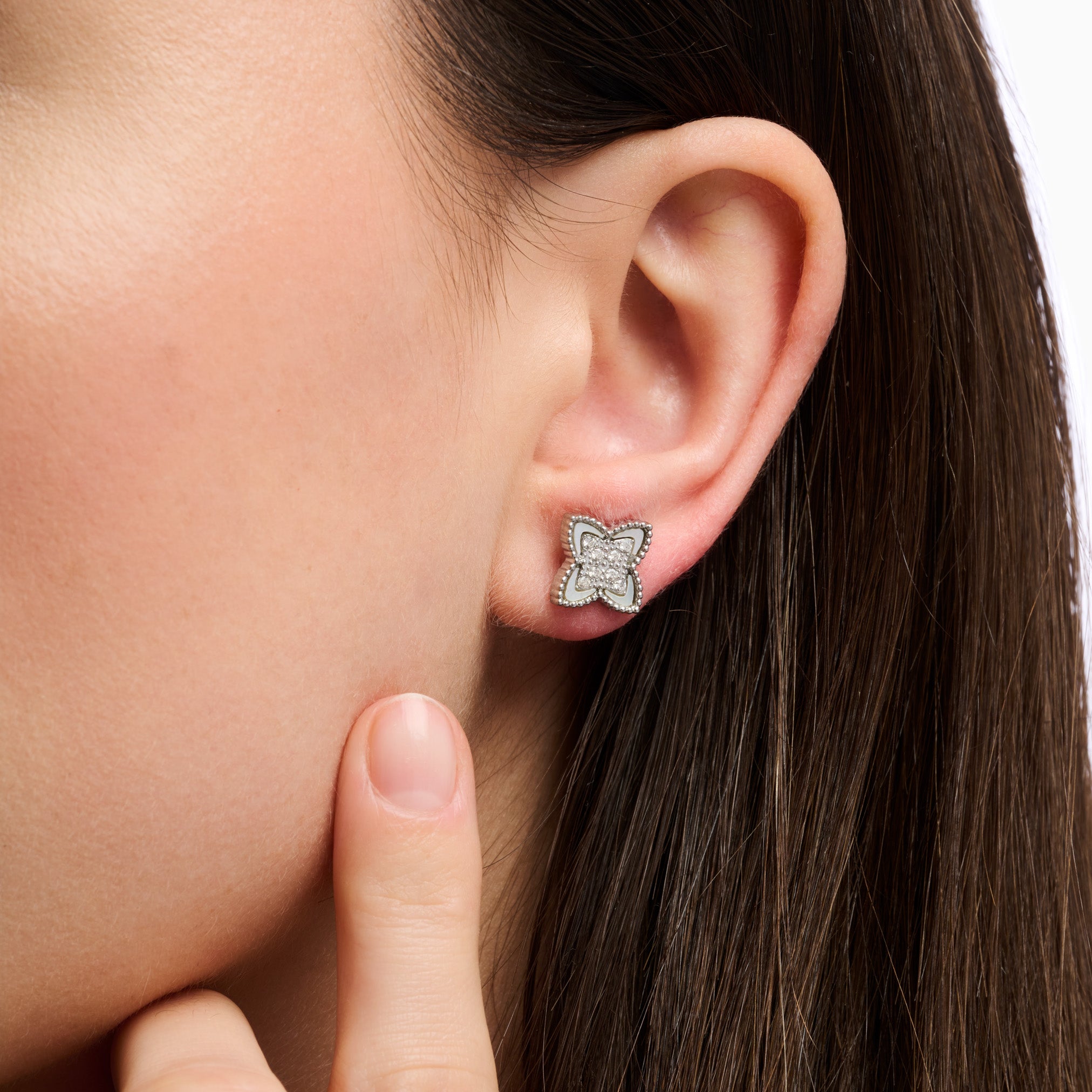 White Clover Studs & Adjustable Ring Boxed Gift Set (Silver) best gold plated tarnish and water resistant piece by Irish Jewellery brand - Lynott Jewellery