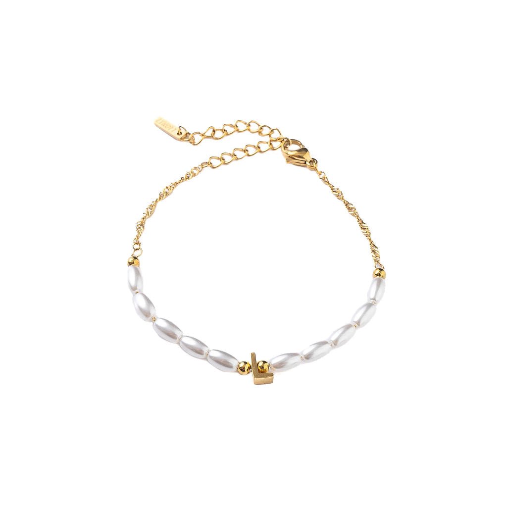 Pearl Cross Gift Set (Cross Earrings + Initial Bracelet + Cutie Bracelet + Gift Box) best gold plated tarnish and water resistant piece by Irish Jewellery brand - Lynott Jewellery