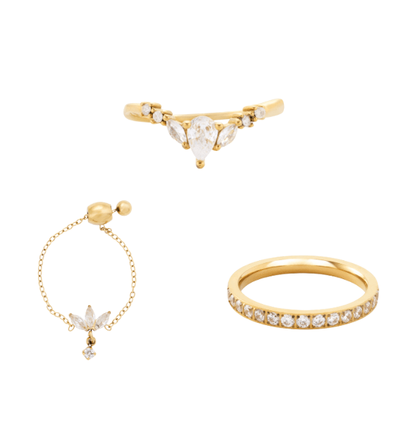 Soft Luxe Ring Set best gold plated tarnish and water resistant piece by Irish Jewellery brand - Lynott Jewellery