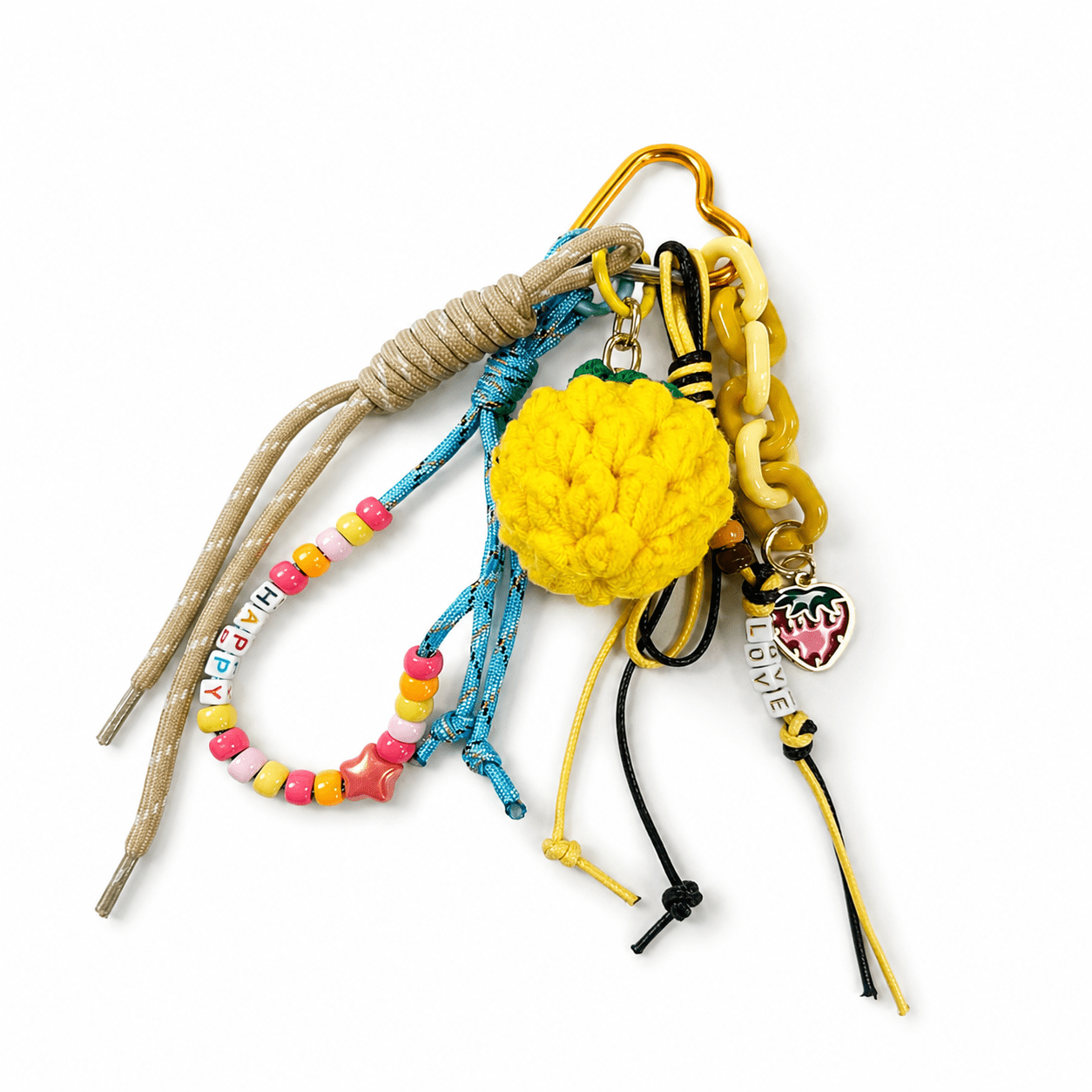 HAPPY OUT BAG CHARM best gold plated tarnish and water resistant piece by Irish Jewellery brand - Lynott Jewellery