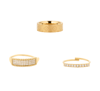 Power Stack Ring Set best gold plated tarnish and water resistant piece by Irish Jewellery brand - Lynott Jewellery