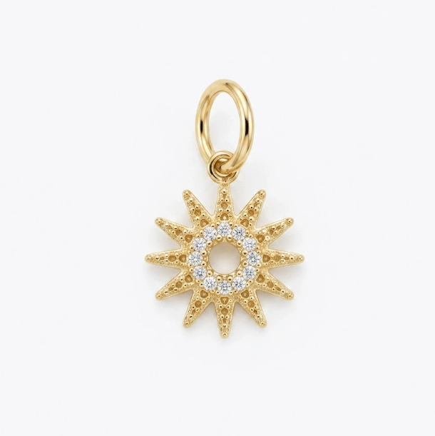 SUN IS SHINING CHARM best gold plated tarnish and water resistant piece by Irish Jewellery brand - Lynott Jewellery