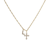 Cross Initial Necklace Gift Set (Cross Initial Necklace + Linear Luxe Bracelet + Gift Box) best gold plated tarnish and water resistant piece by Irish Jewellery brand - Lynott Jewellery