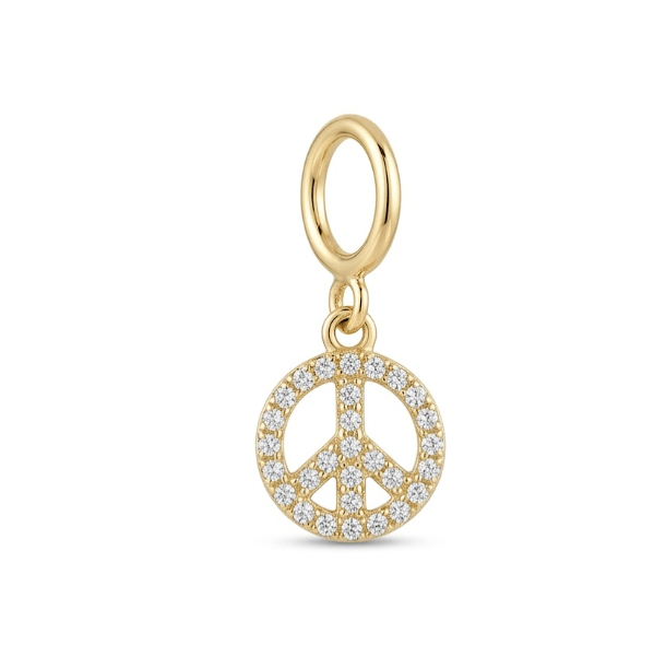 SPARKLE PEACE SIGN CHARM best gold plated tarnish and water resistant piece by Irish Jewellery brand - Lynott Jewellery
